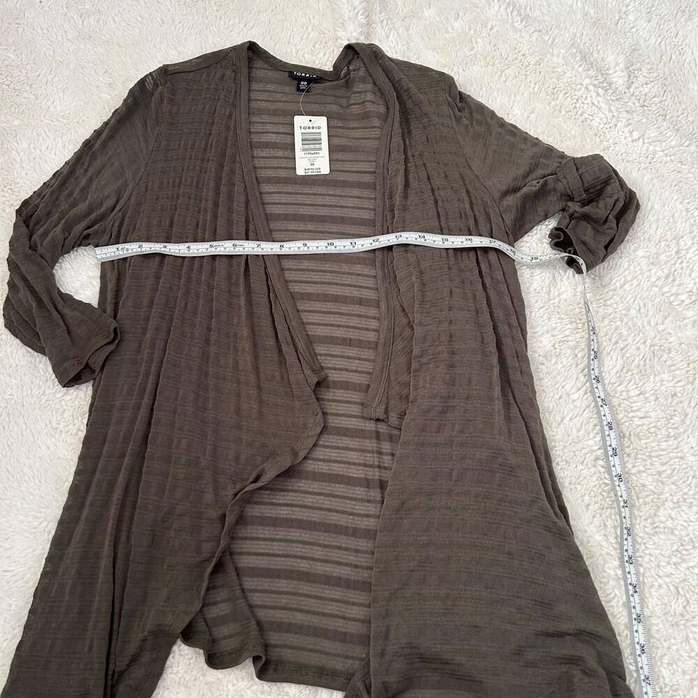NWT Womens Plus Size Torrid Slub Drape Front Cardigan Dark Brown Size 00 - Picture 3 of 6